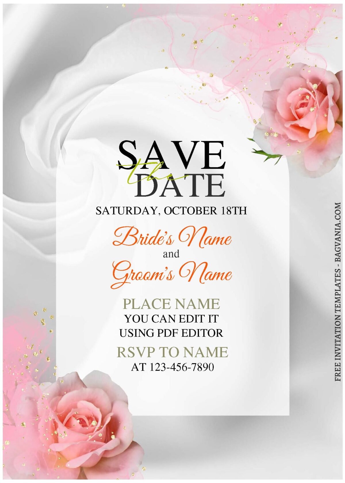 (Free Editable PDF) Beautiful In White Wedding Invitation Templates with gorgeous white rose