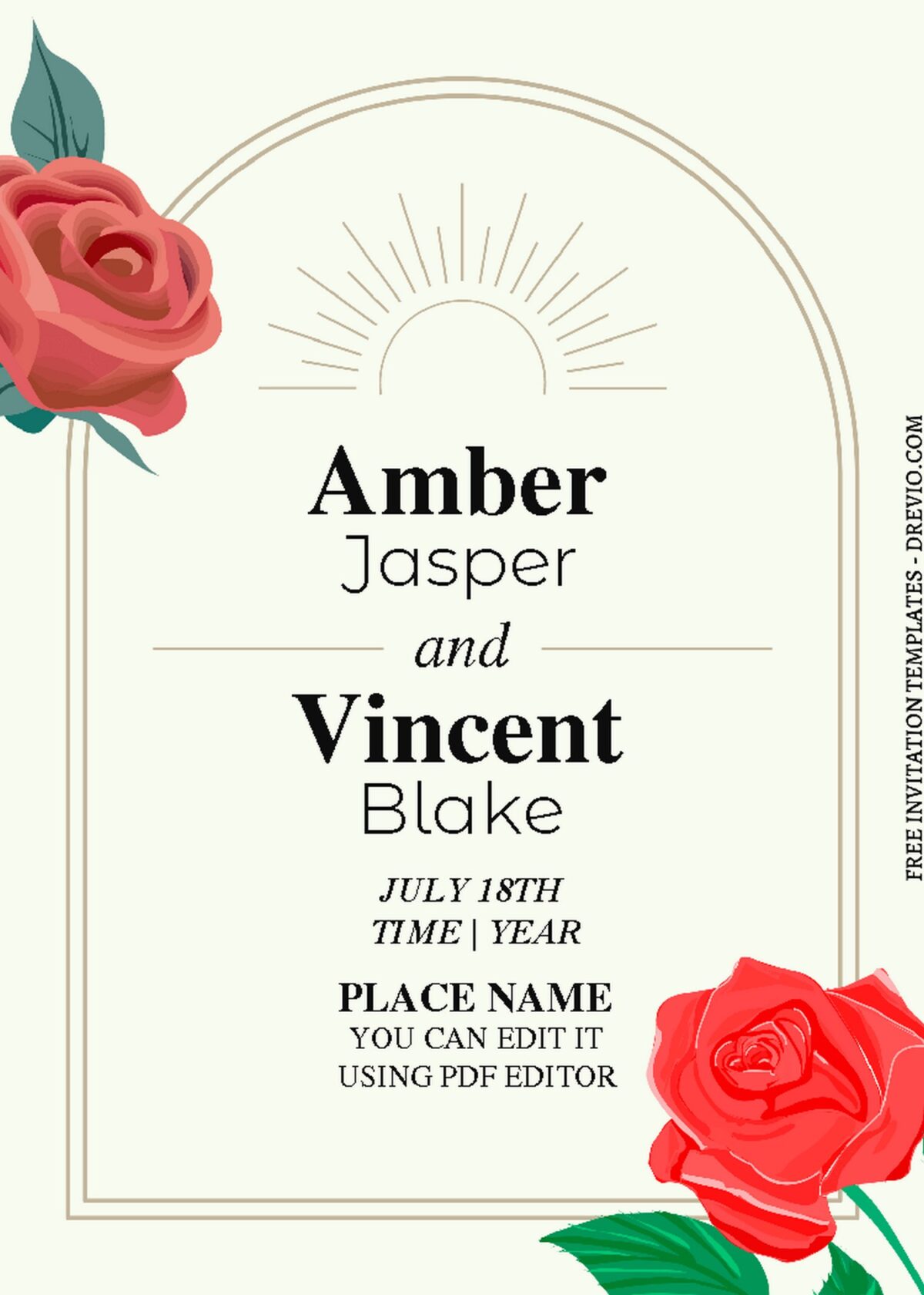 (Free Editable PDF) Bold & Vivid Wedding Invitation Templates with romantic red roses