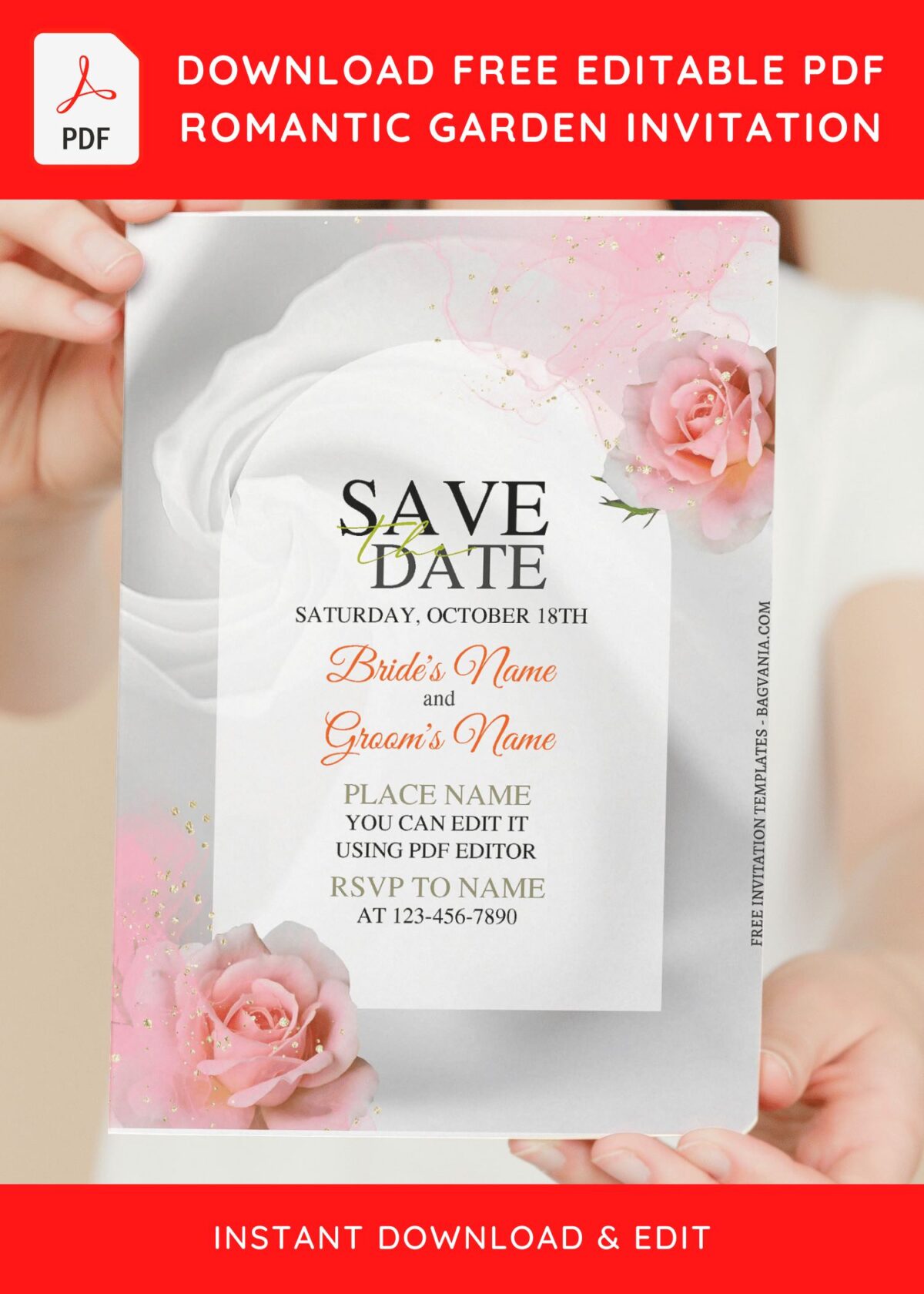 (Free Editable PDF) Beautiful In White Wedding Invitation Templates with editable text