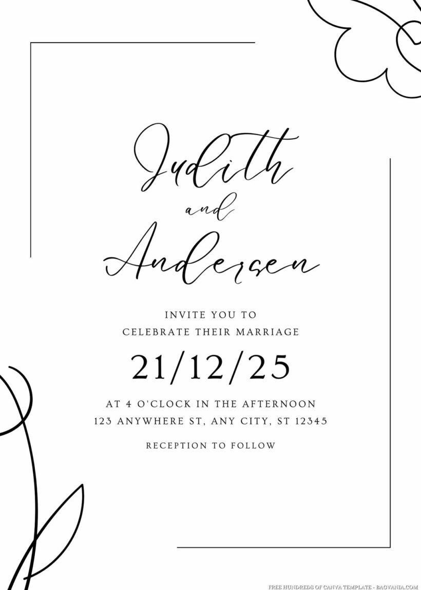 14+ Minimalist Abstract Line Art Canva Wedding Invitation Templates ...