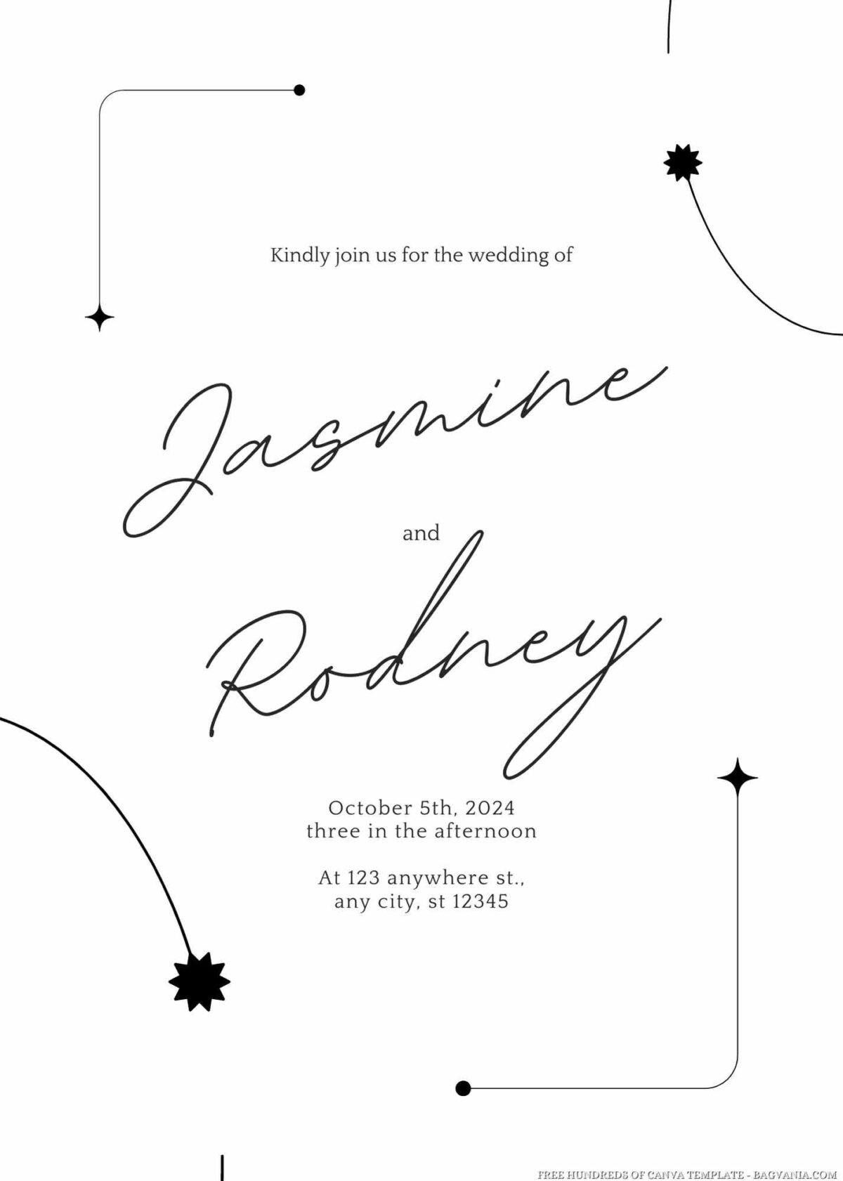 Free Editable Minimalist Abstract Modern Design Wedding Invitation