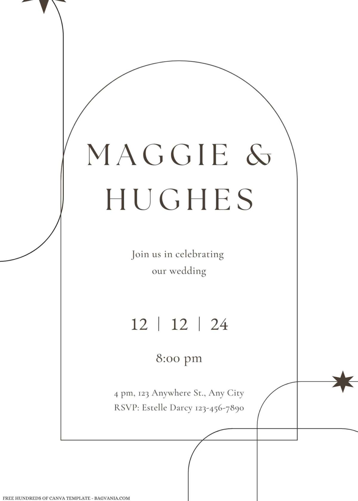 Free Editable Aesthetic Geometric Line Minimalist Wedding Invitation