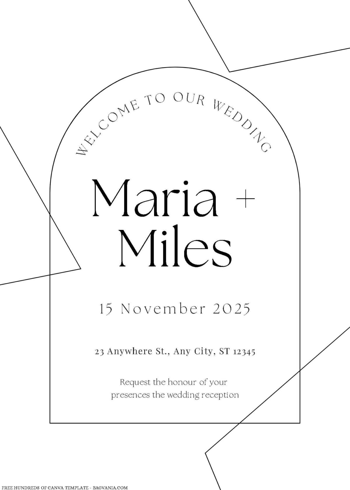 Free Editable Minimalist Parallelogram Wedding Invitation