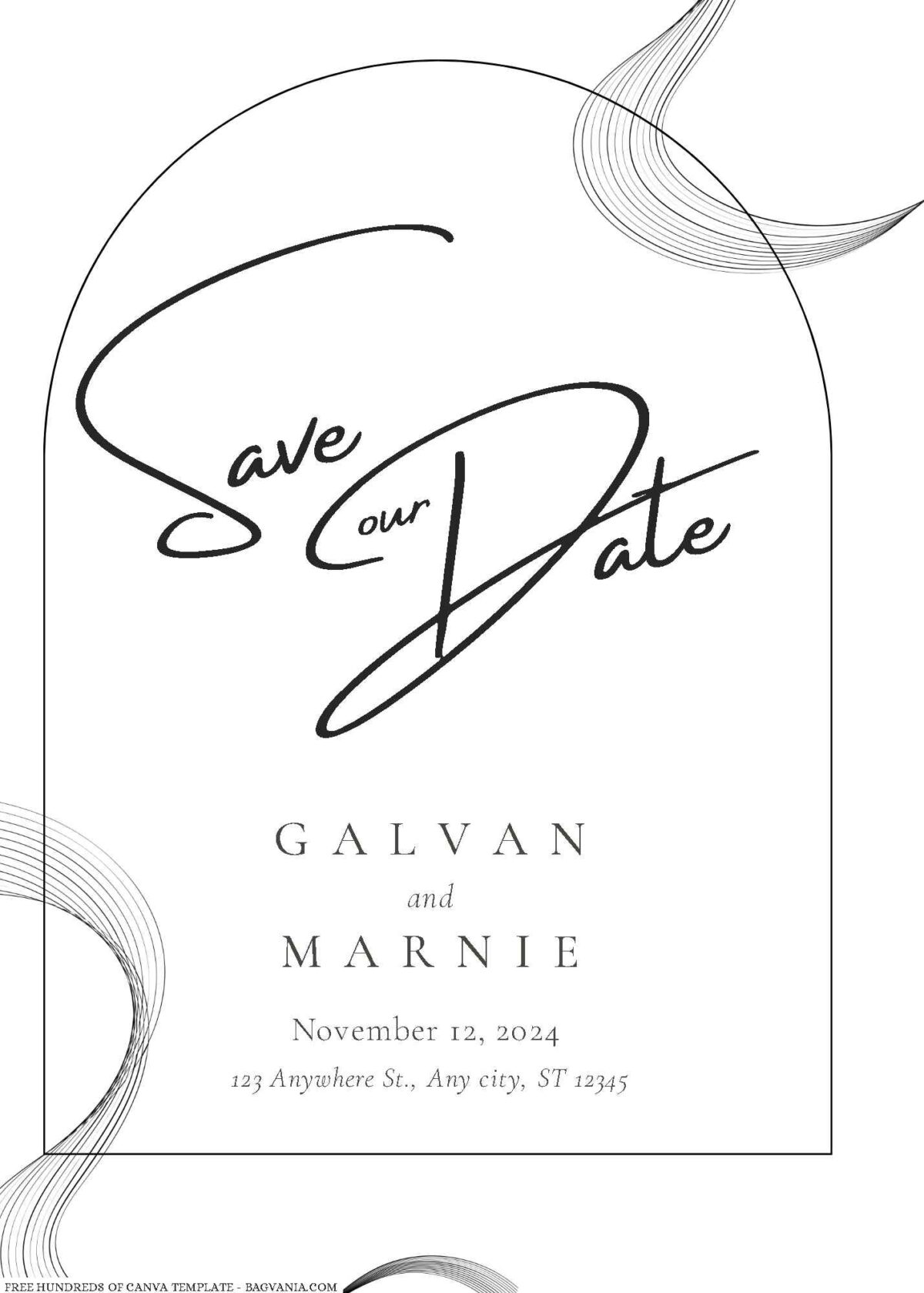 Free Editable Minimalist White Abstract Line Wedding Invitation