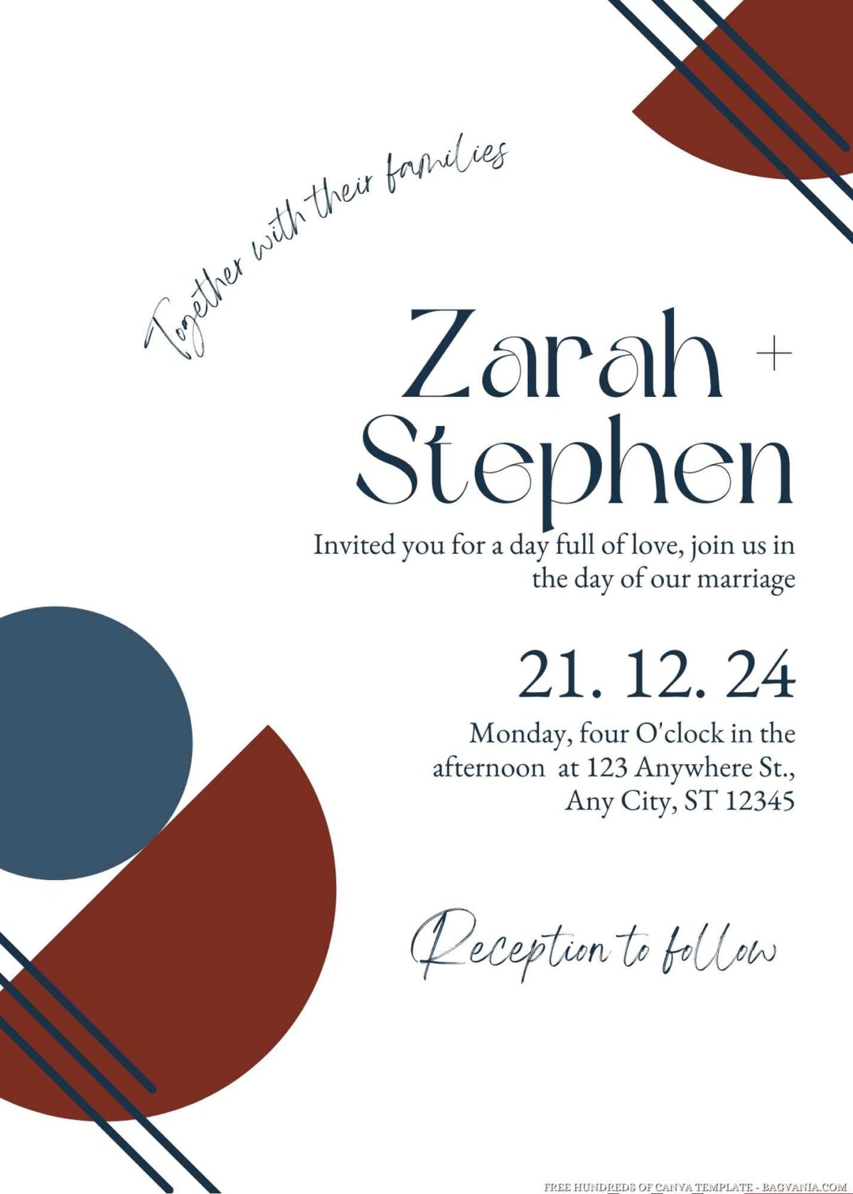 Free Editable Boho Abstract Shape Illustration Wedding Invitation