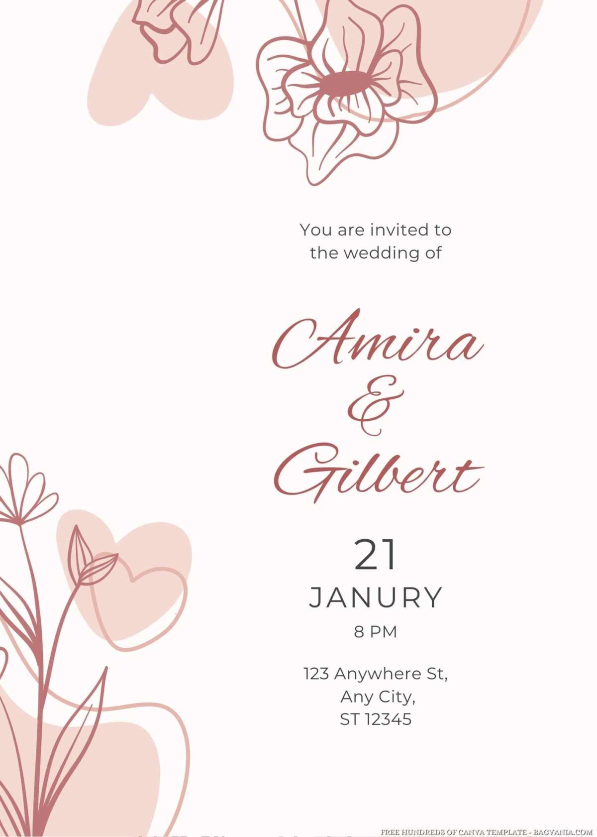 Free Editable Boho Aesthetic Floral Blob Wedding Invitation