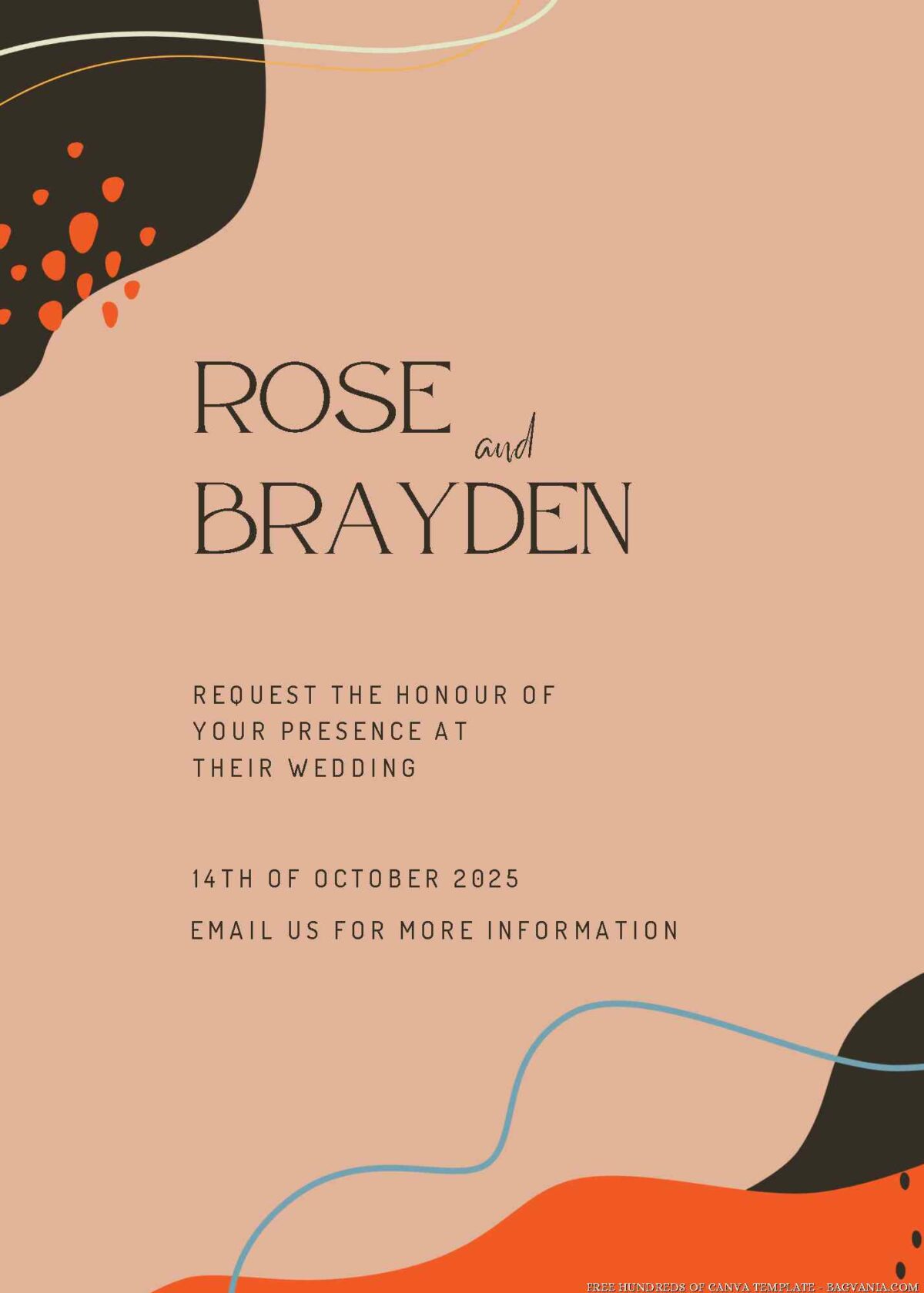 Free Editable Boho Colorful Abstract Ornamen Wedding Invitation