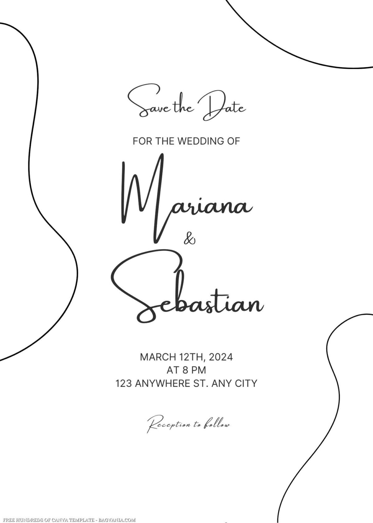 Free Editable Minimalist Shape Line Art Wedding Invitation
