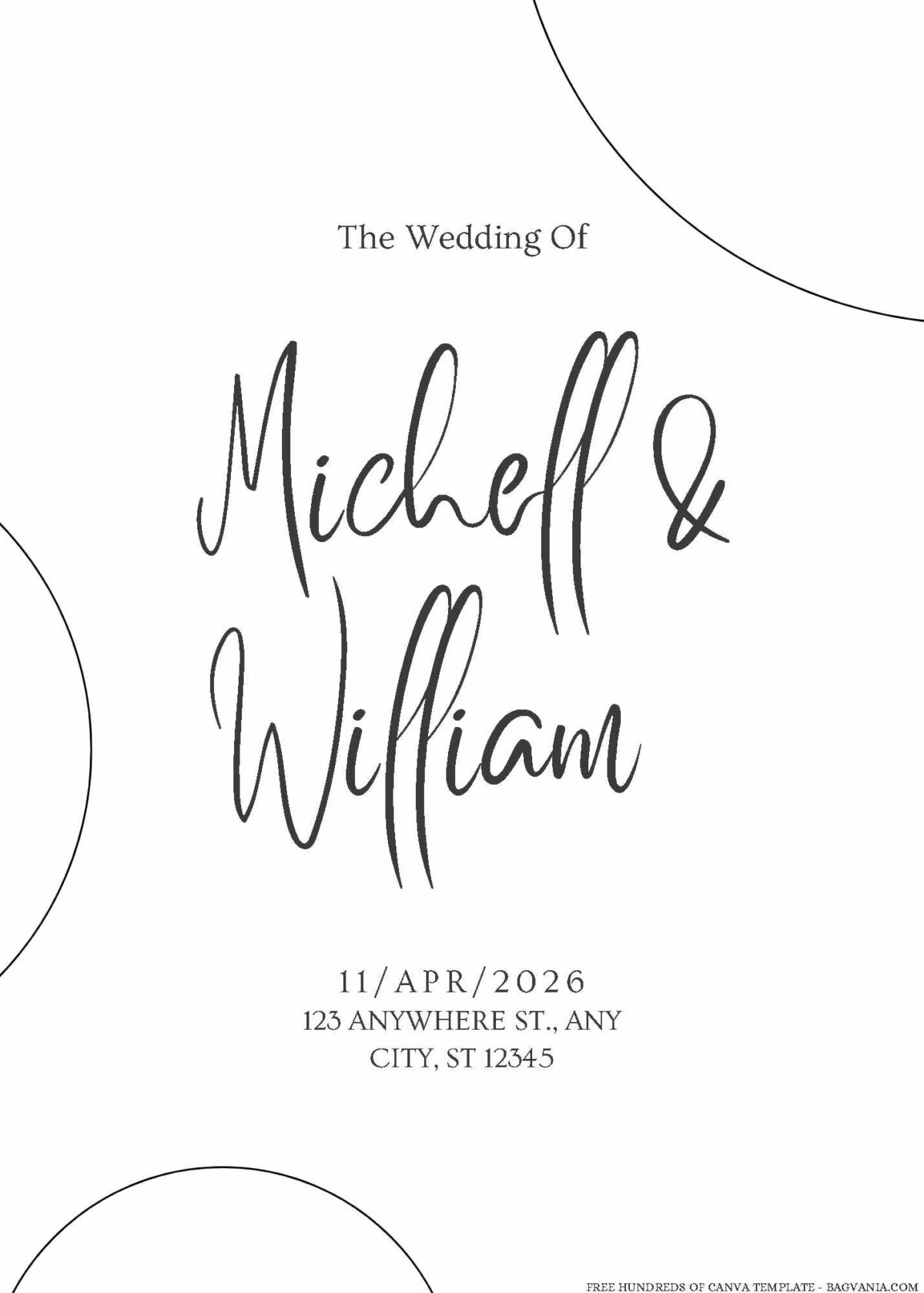 Free Editable Minimalist Circle Line Wedding Invitation