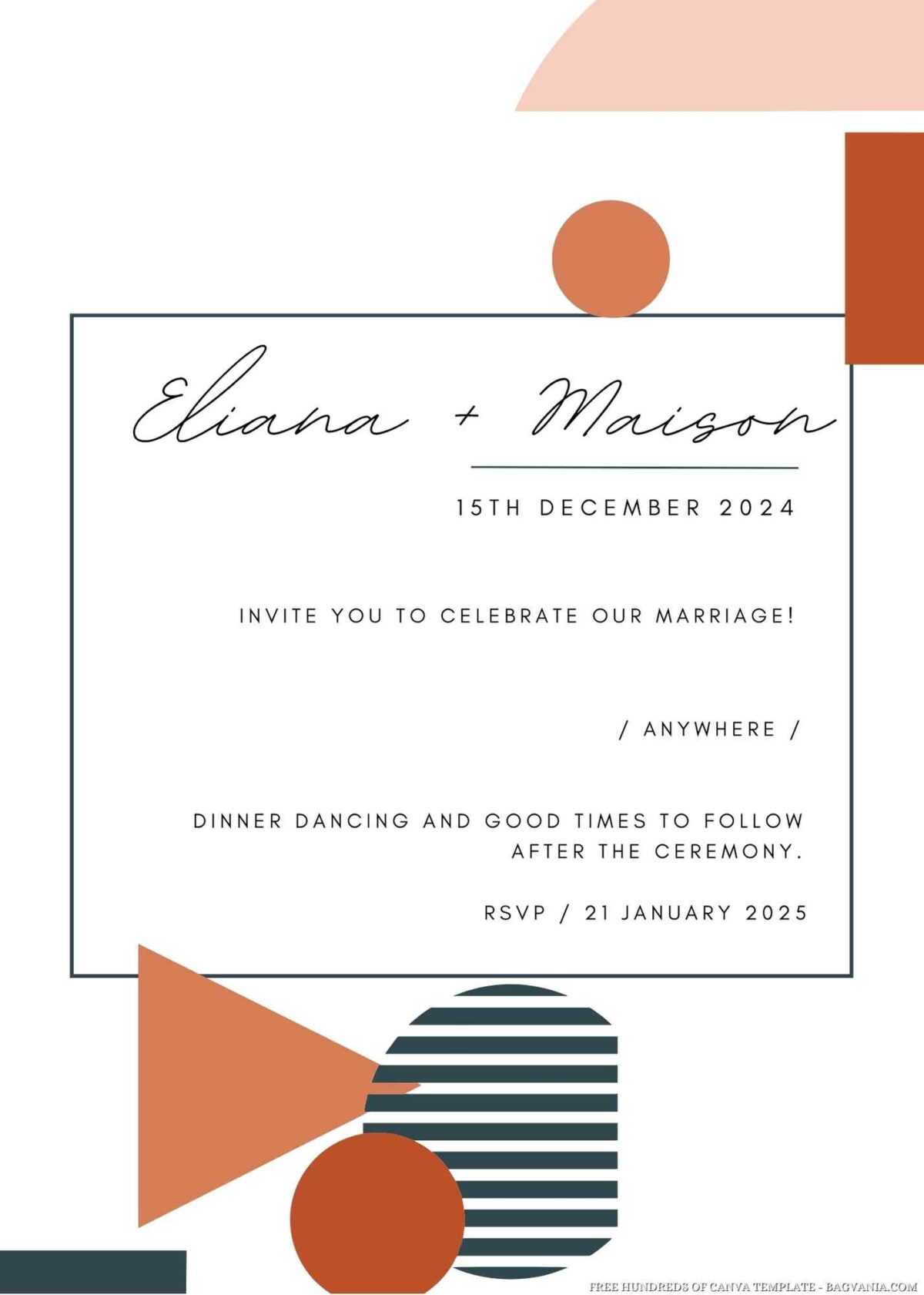Free Editable Circle Boho Shapes Illustration Wedding Invitation