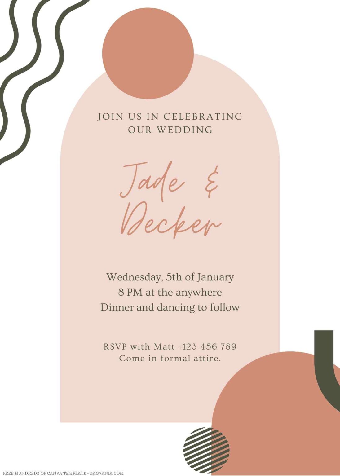 20+ Pink Green Boho illustration Canva Wedding Invitation Templates ...
