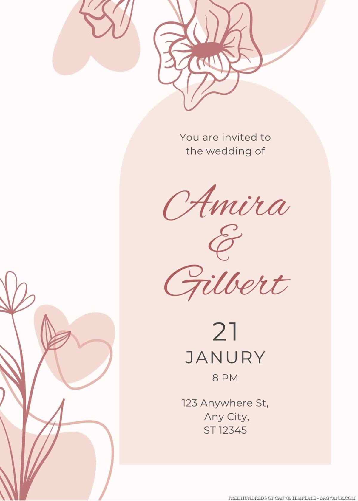 Free Editable Boho Aesthetic Floral Blob Wedding Invitation