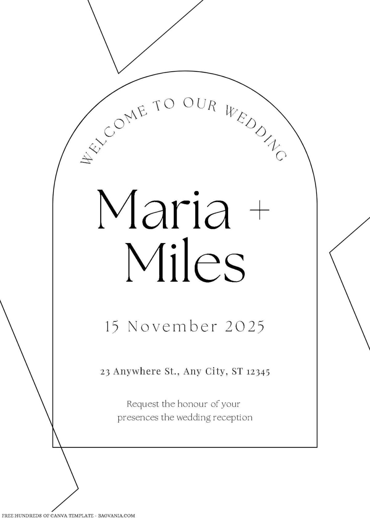 Free Editable Minimalist Parallelogram Wedding Invitation