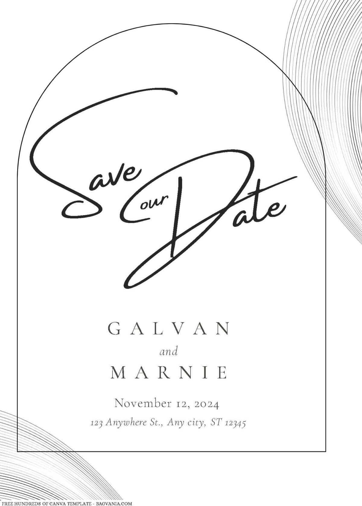 Free Editable Minimalist White Abstract Line Wedding Invitation