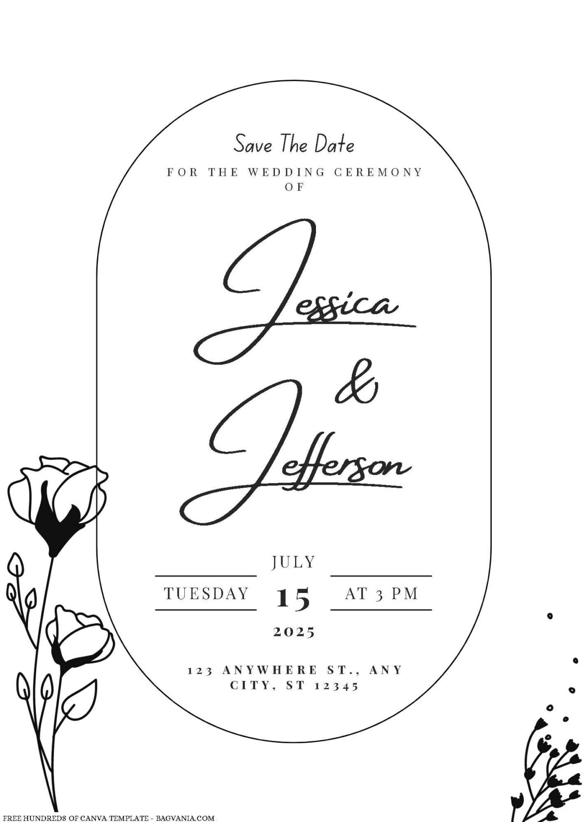 Free Editable Minimalist Flower Arrangement Wedding Invitation