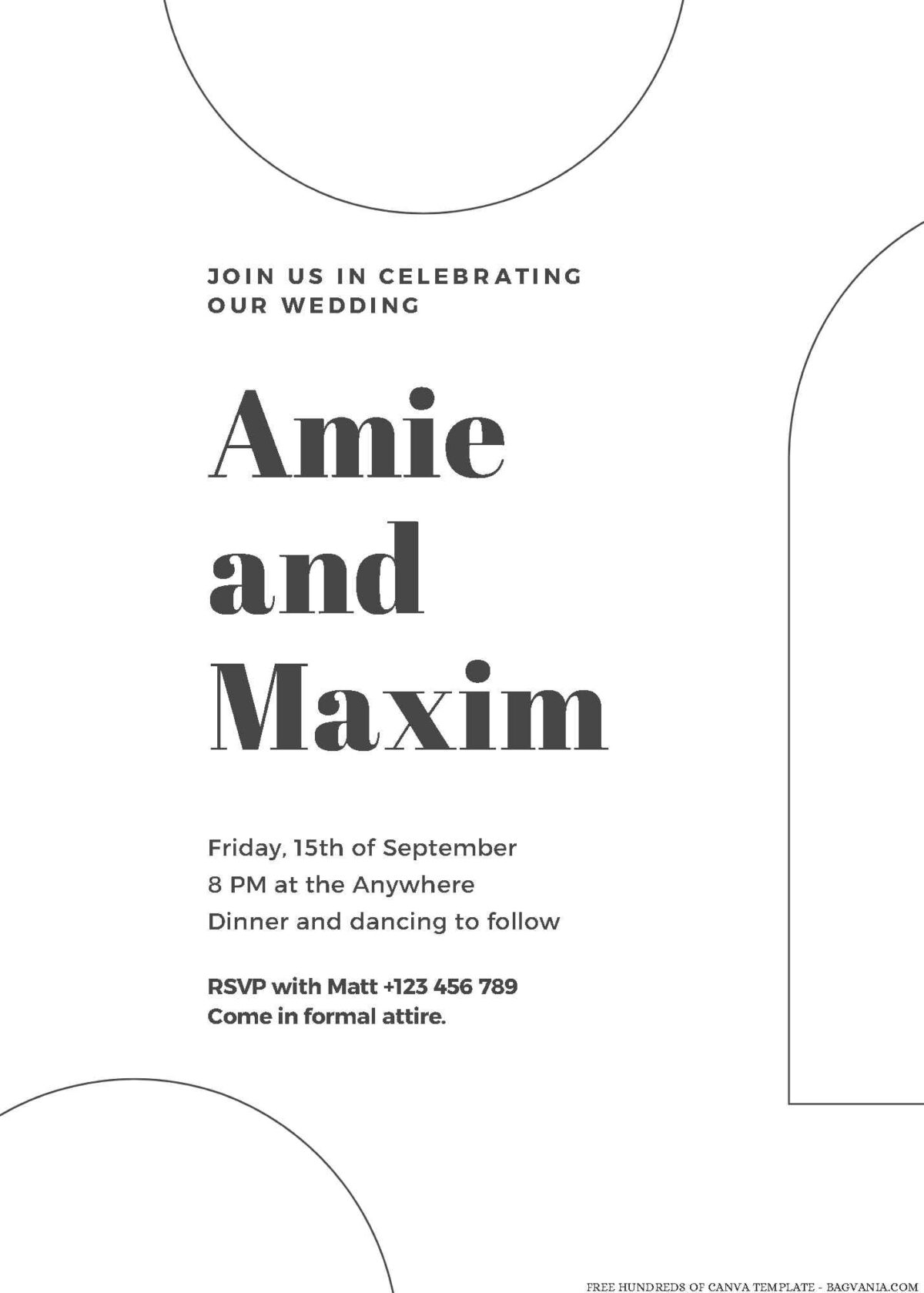 Free Editable Minimalist Arch Up Line Wedding Invitation