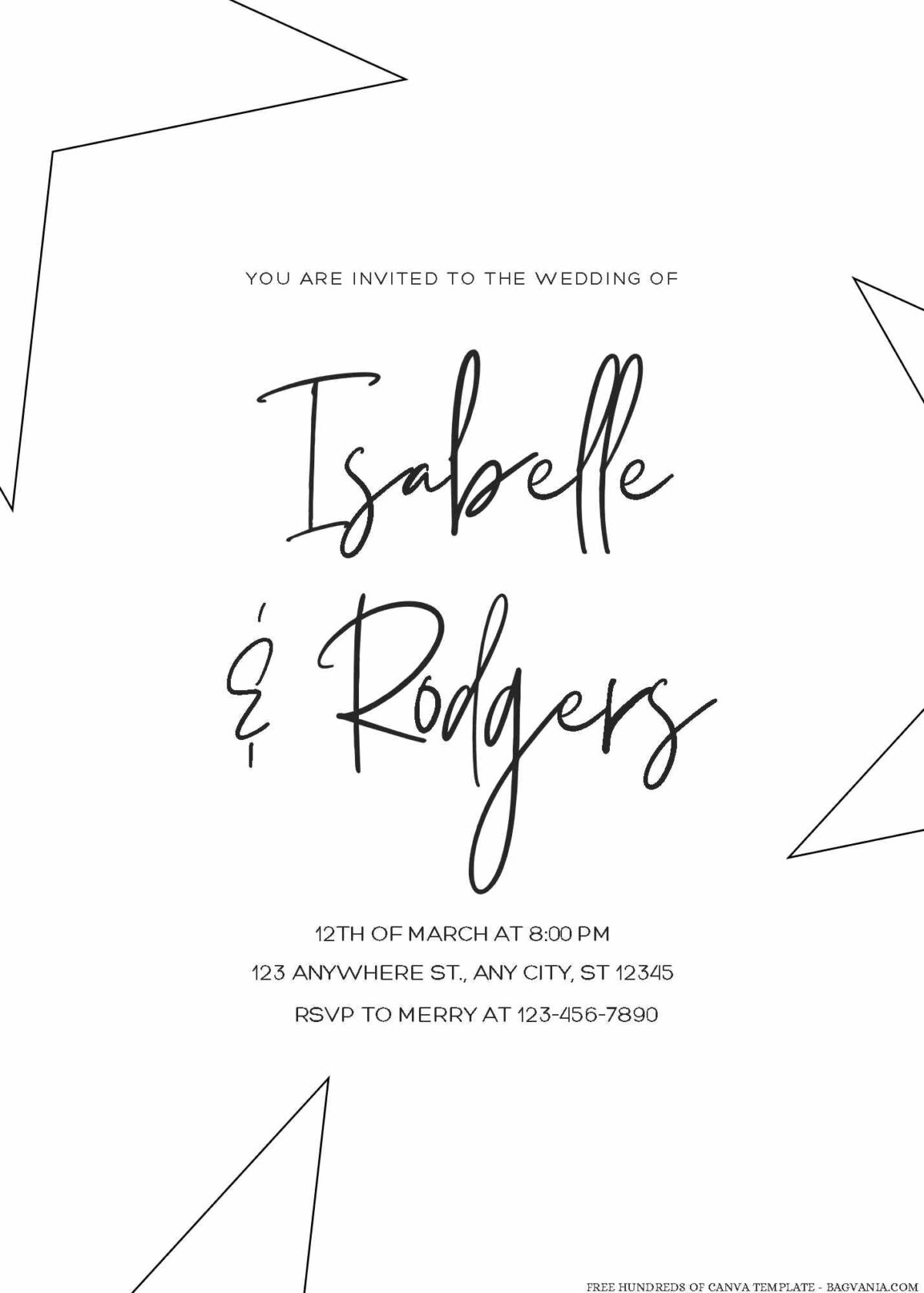 Free Editable Minimalist Star Line Wedding Invitation