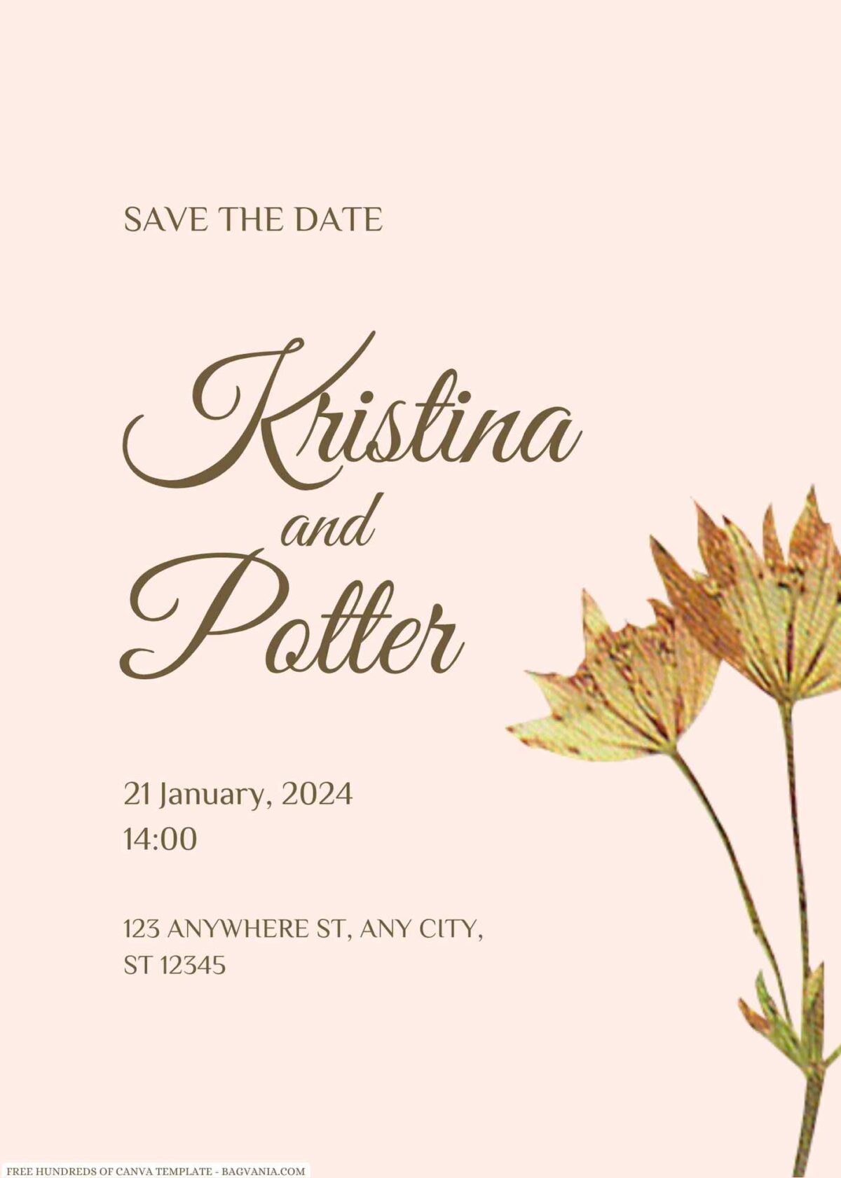 Free Editable Minimalist Aesthetic Floral Wedding Invitation