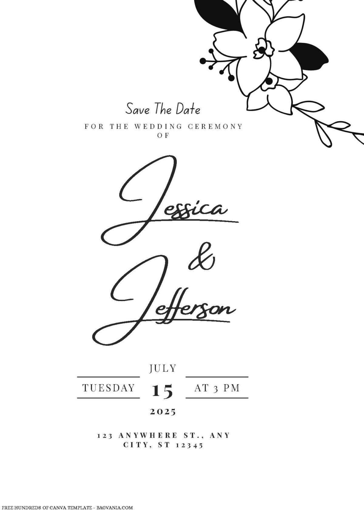 Free Editable Minimalist Flower Arrangement Wedding Invitation