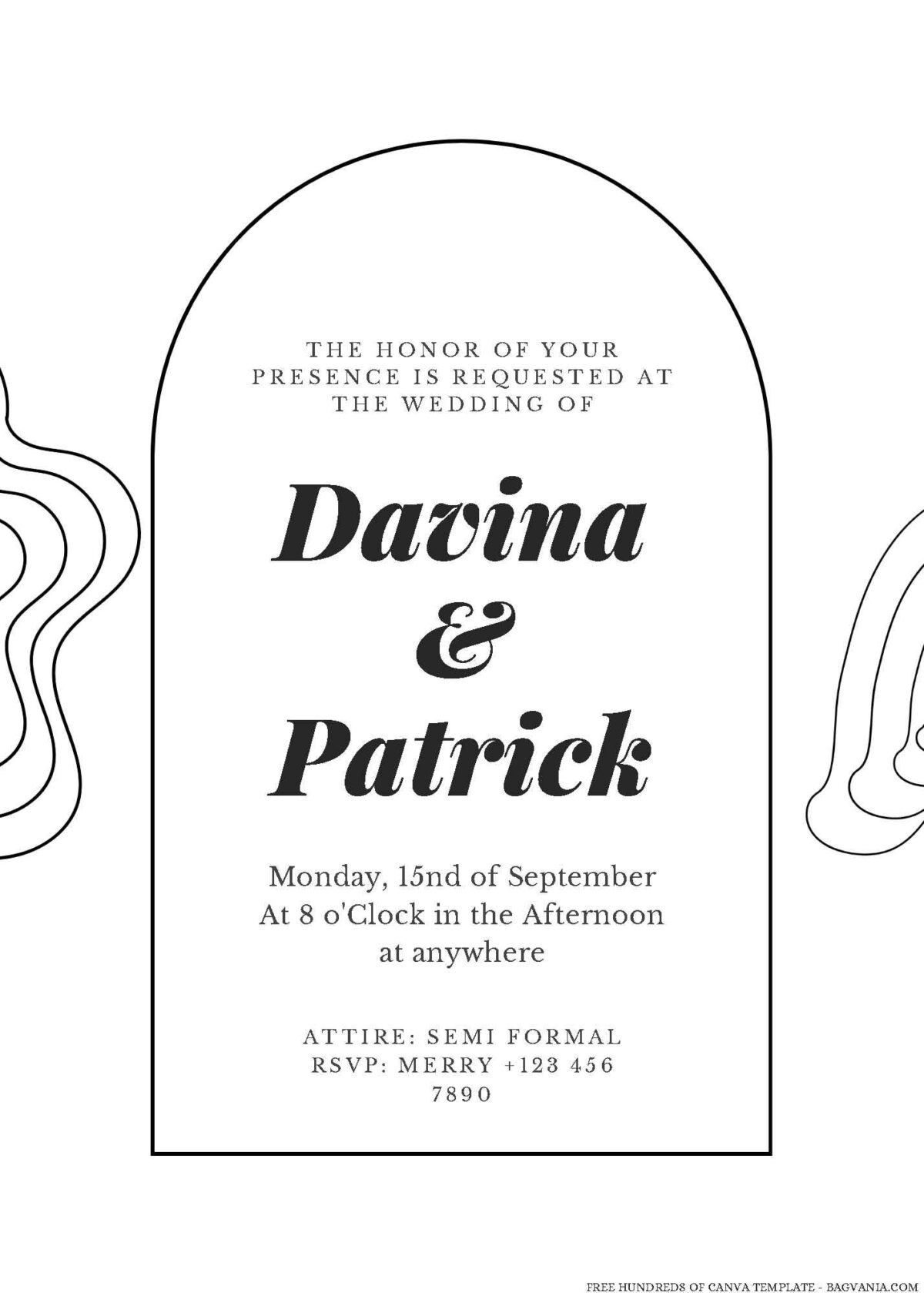 Free Editable Minimalist Abstract Line Contour Wedding Invitation