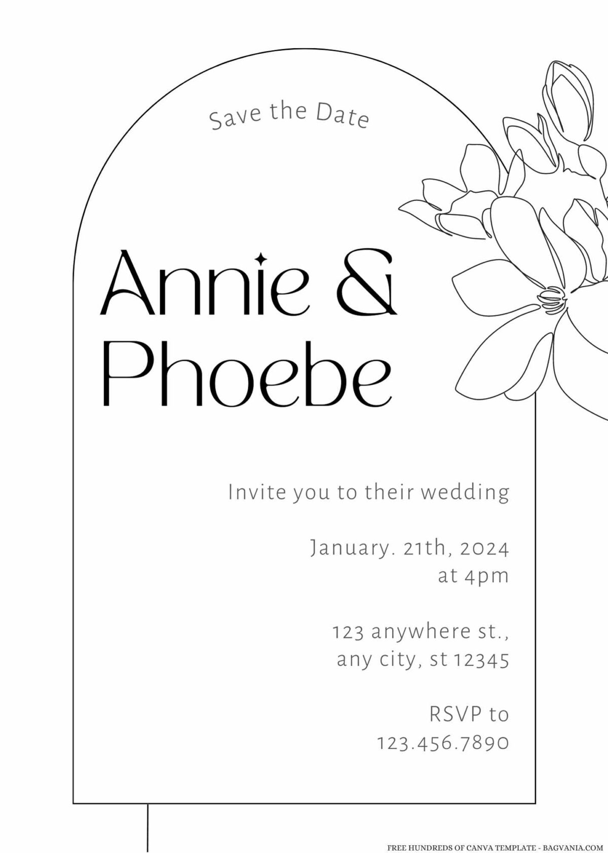 Free Editable Minimalist Flower Nature Wedding Invitation