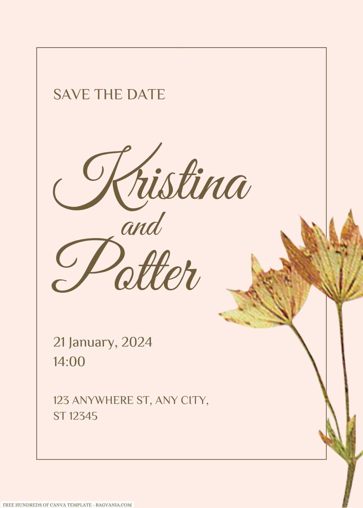 Free Editable Minimalist Aesthetic Floral Wedding Invitation