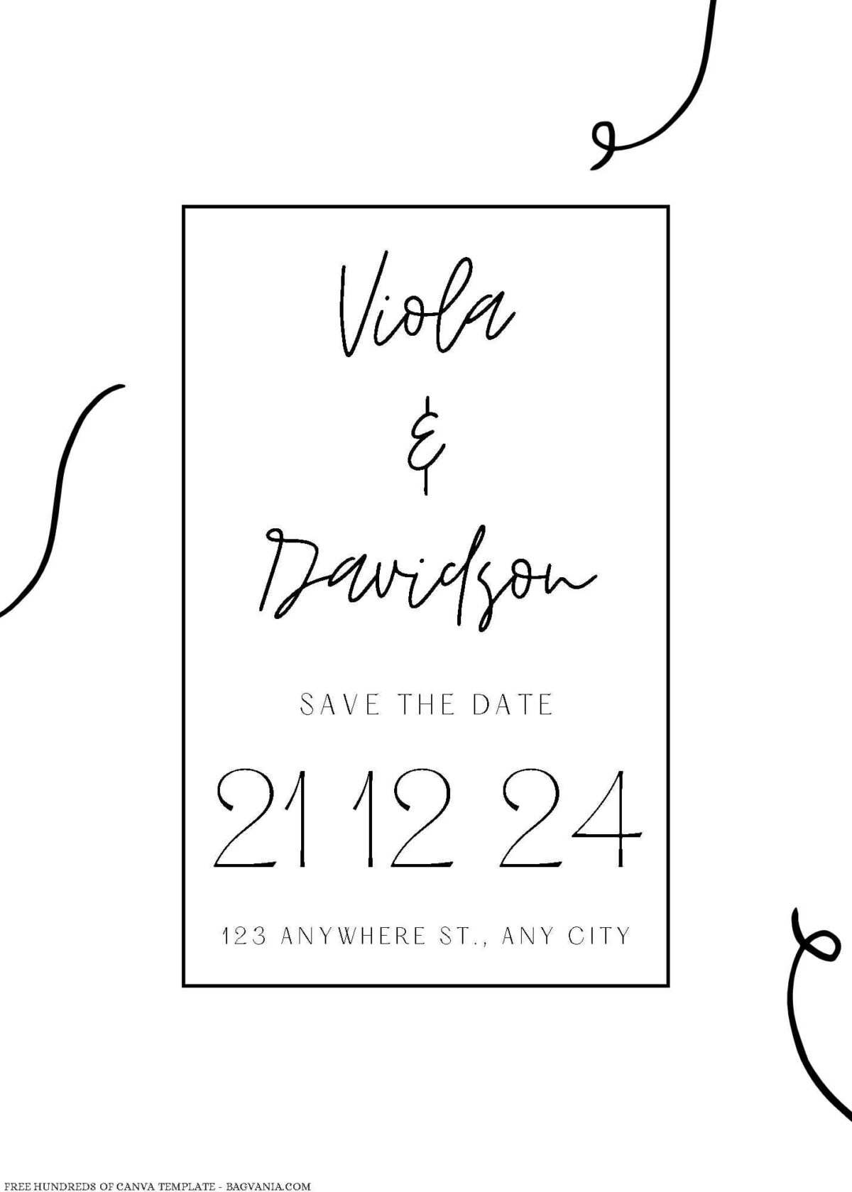 Free Editable Minimalist Scribble Abstract Wedding Invitation 