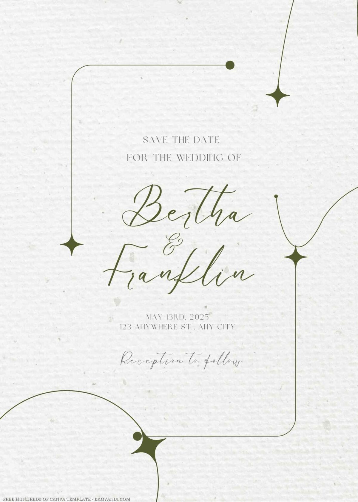 Free Editable Monoline Sparkle Design Wedding Invitation