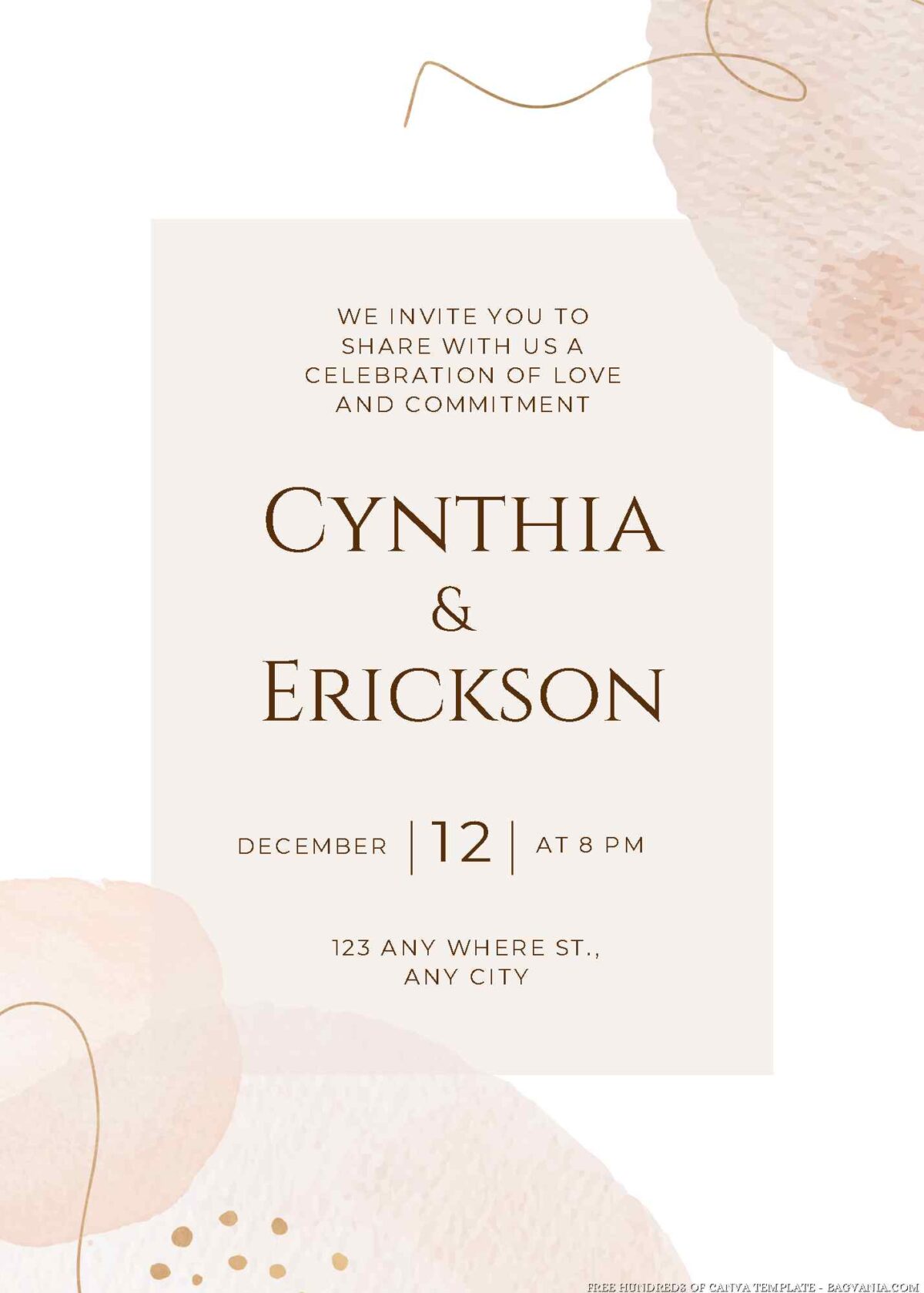 Free Editable Pink Brush Splatter Boho Wedding Invitation