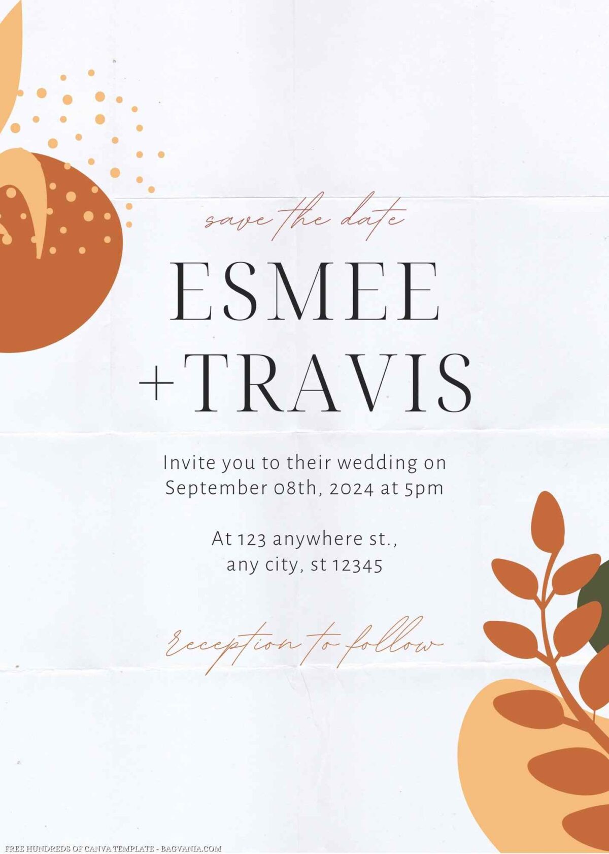 Free Editable Abstract Plant Illustration Wedding Invitation