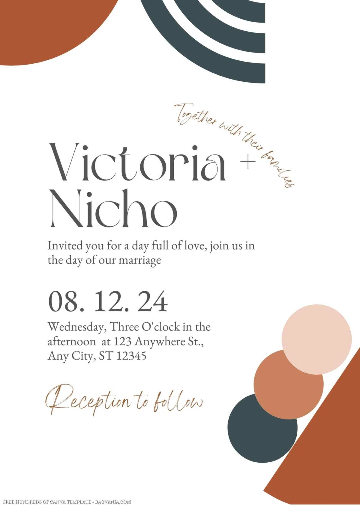 Free Editable Boho Shape Illustration Wedding Invitation