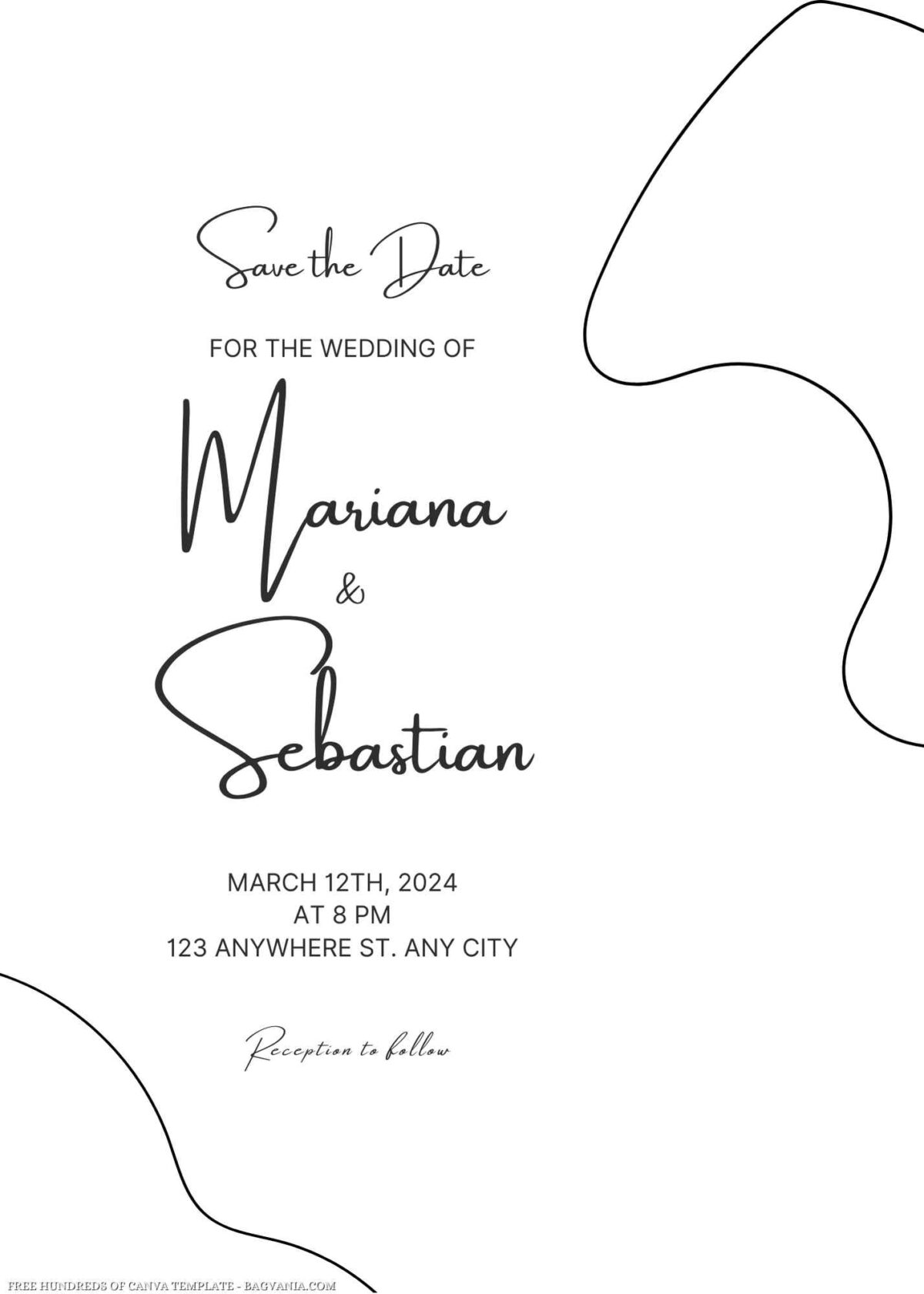 Free Editable Minimalist Shape Line Art Wedding Invitation