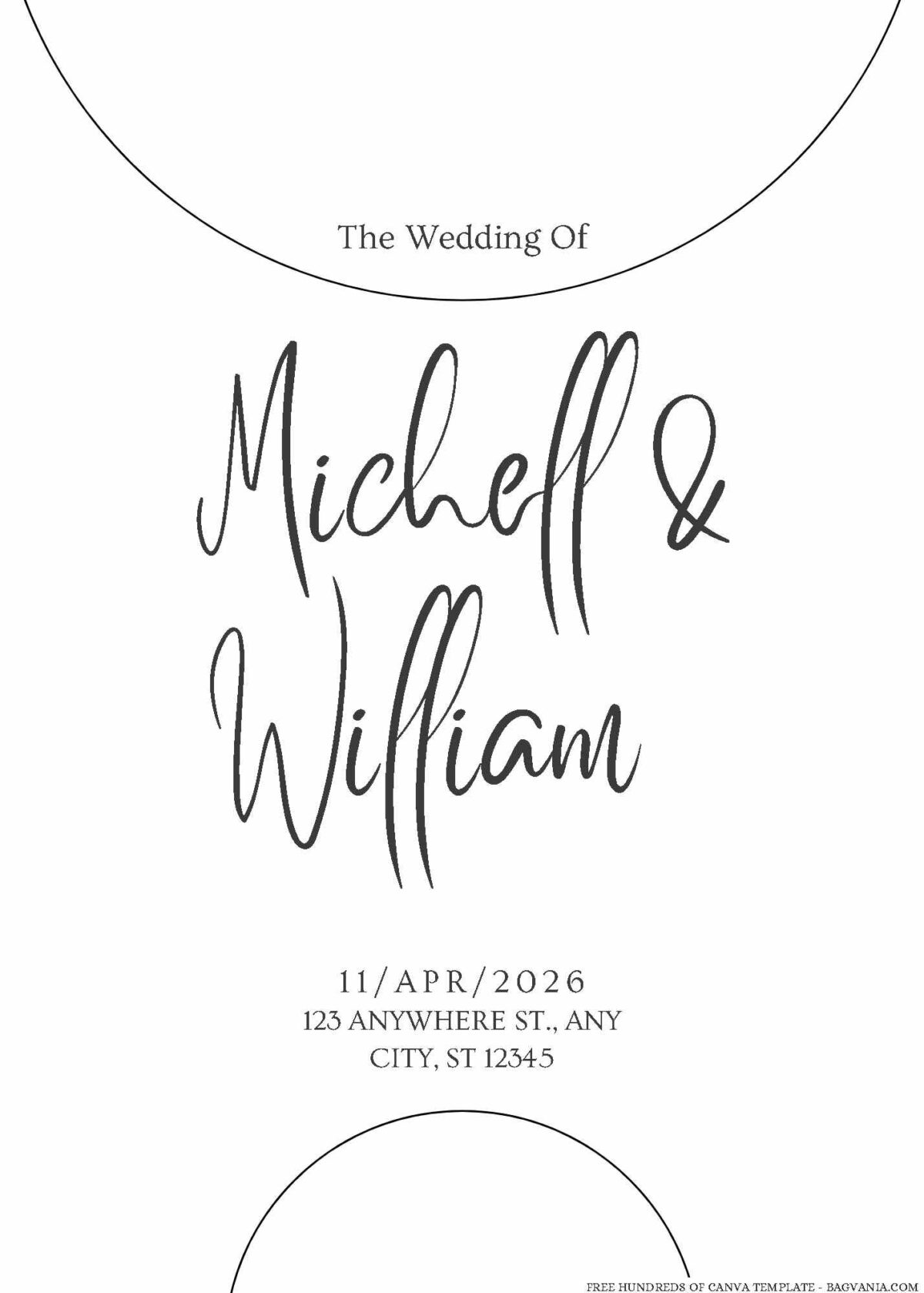 Free Editable Minimalist Circle Line Wedding Invitation