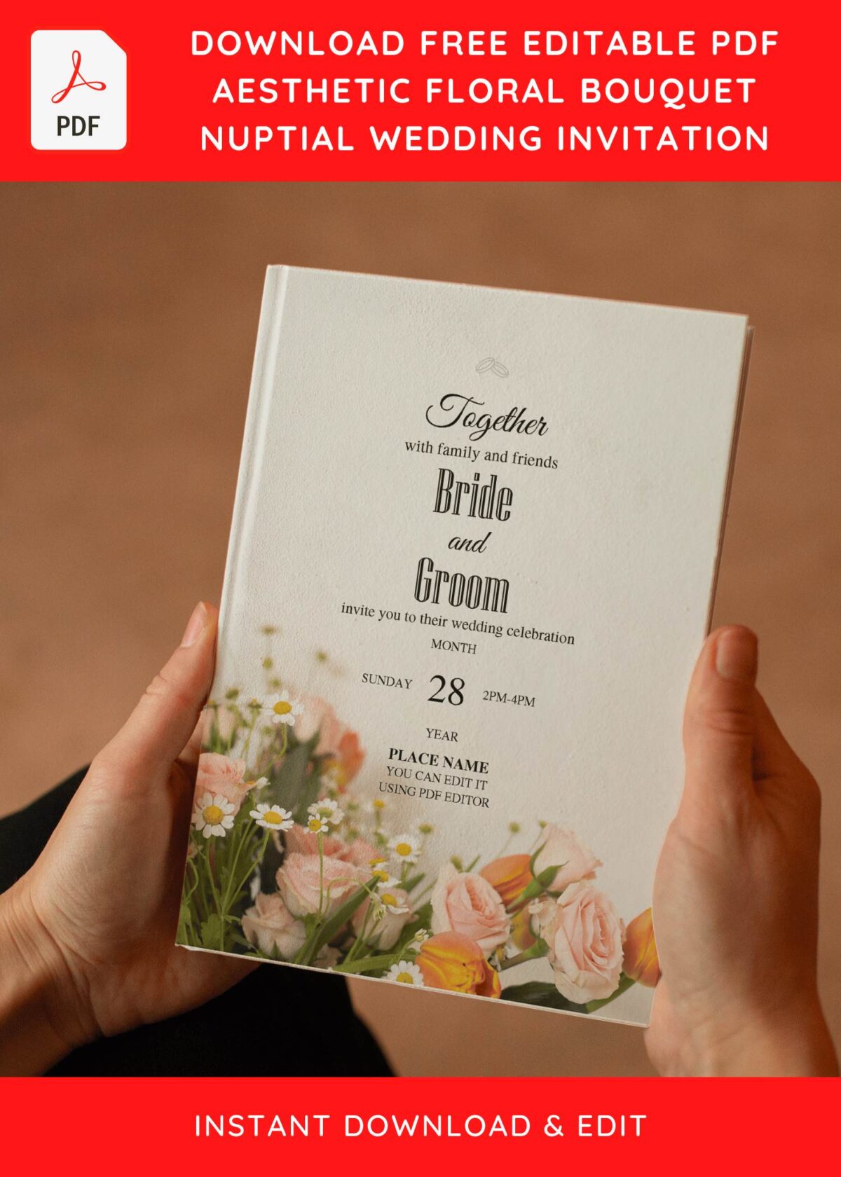 (Free Editable PDF) Pristine White Rose Wedding Invitation Templates with elegant typefaces
