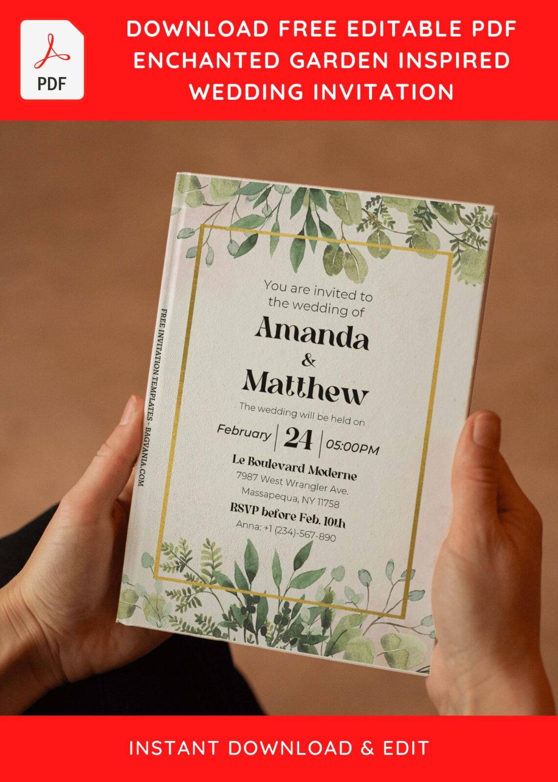 (Free Editable PDF) Enchanted Garden Inspired Wedding Invitation ...