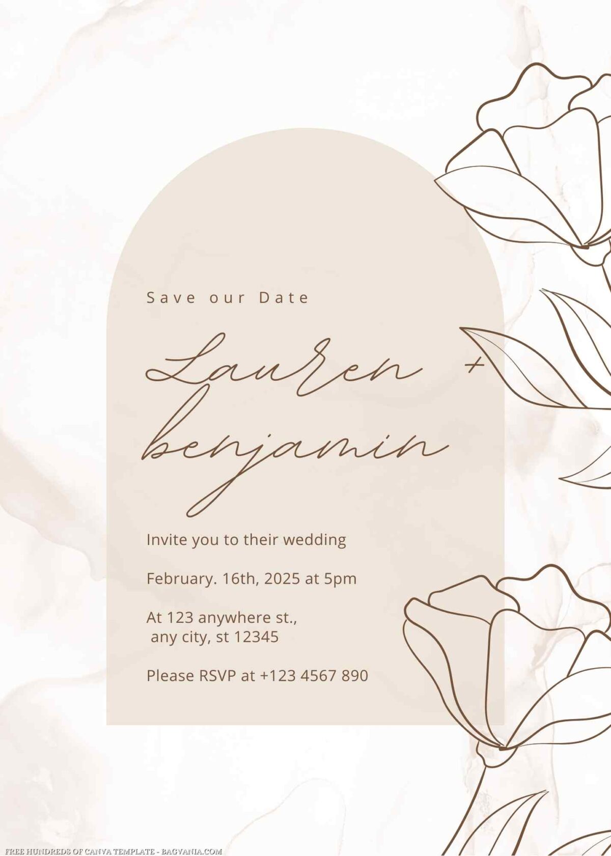 Free Editable Abstract Boho Watercolor Background Wedding Invitation
