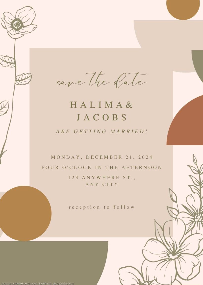 18+ Boho Line Detail Flower Canva Wedding Invitation Templates | FREE ...