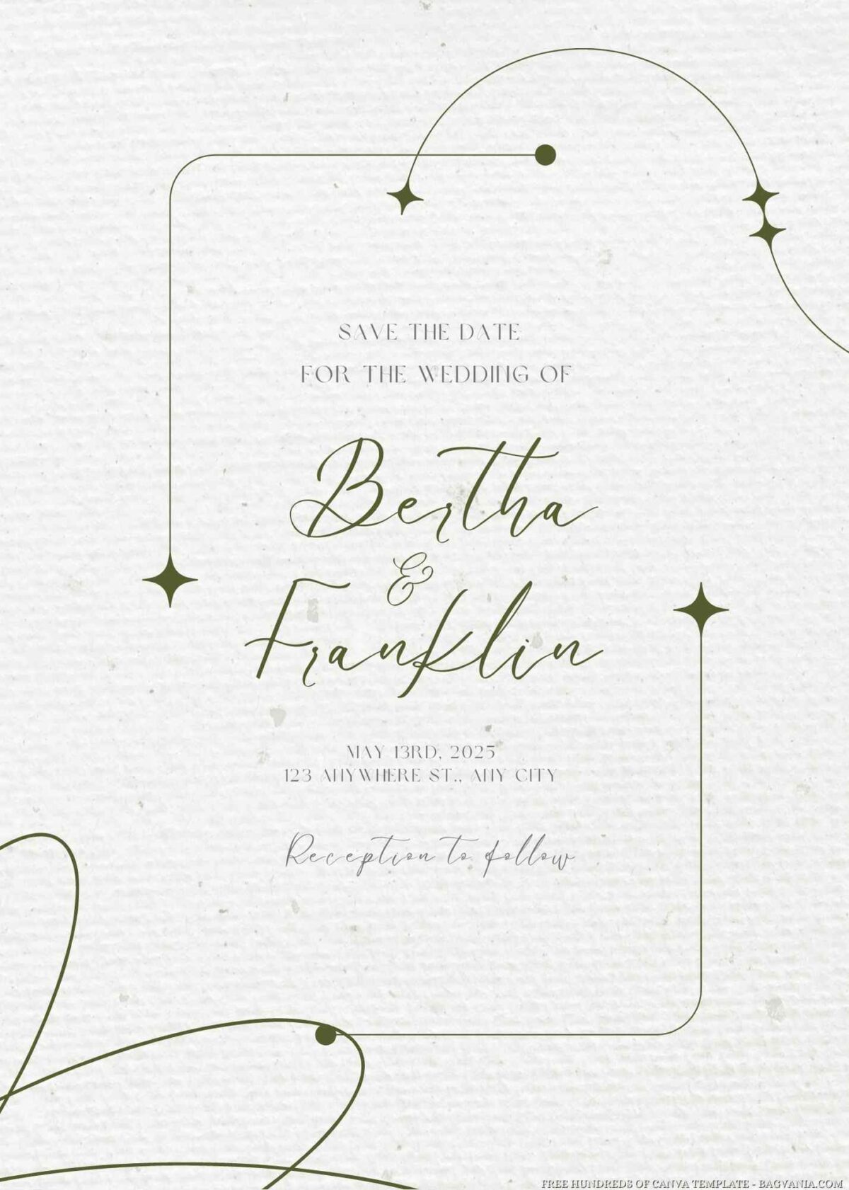 Free Editable Monoline Sparkle Design Wedding Invitation