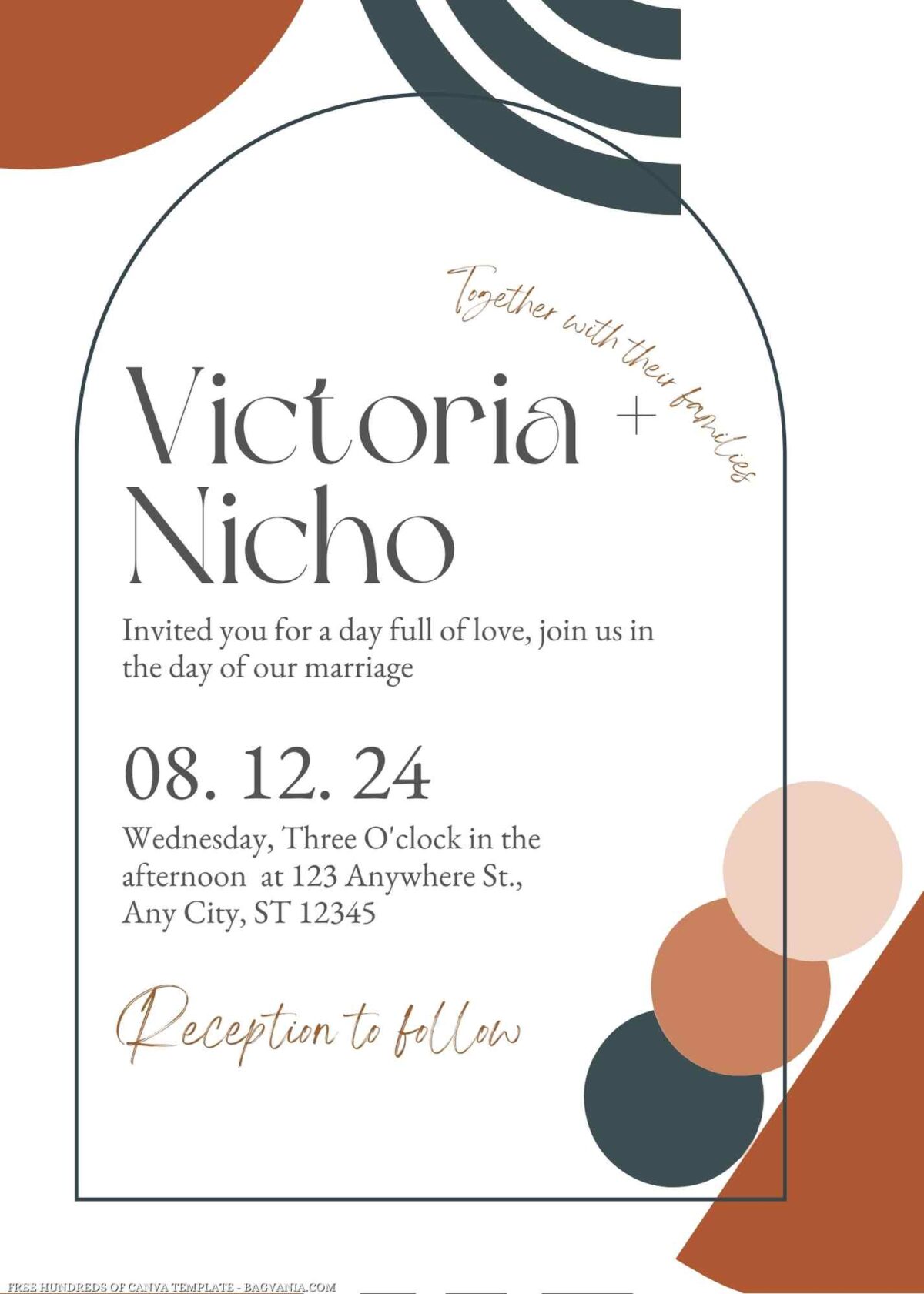 Free Editable Boho Shape Illustration Wedding Invitation