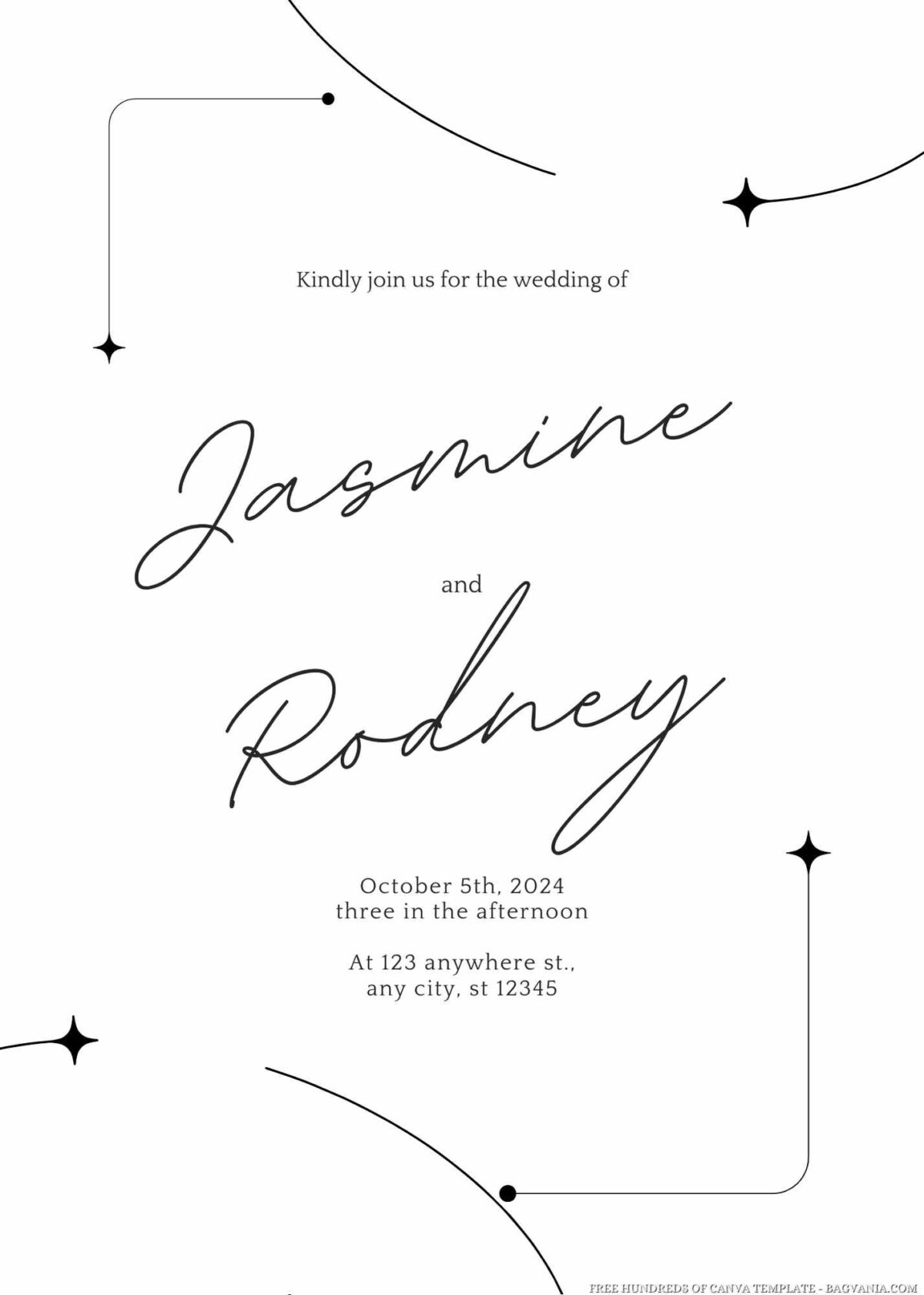 Free Editable Minimalist Abstract Modern Design Wedding Invitation