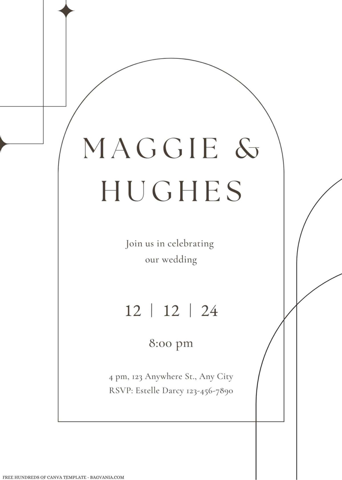 Free Editable Aesthetic Geometric Line Minimalist Wedding Invitation