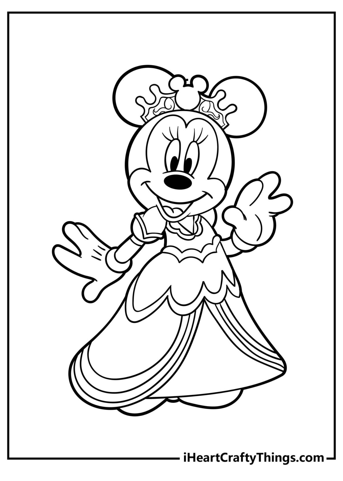 Minnie Mouse in dress Coloring Pages templates