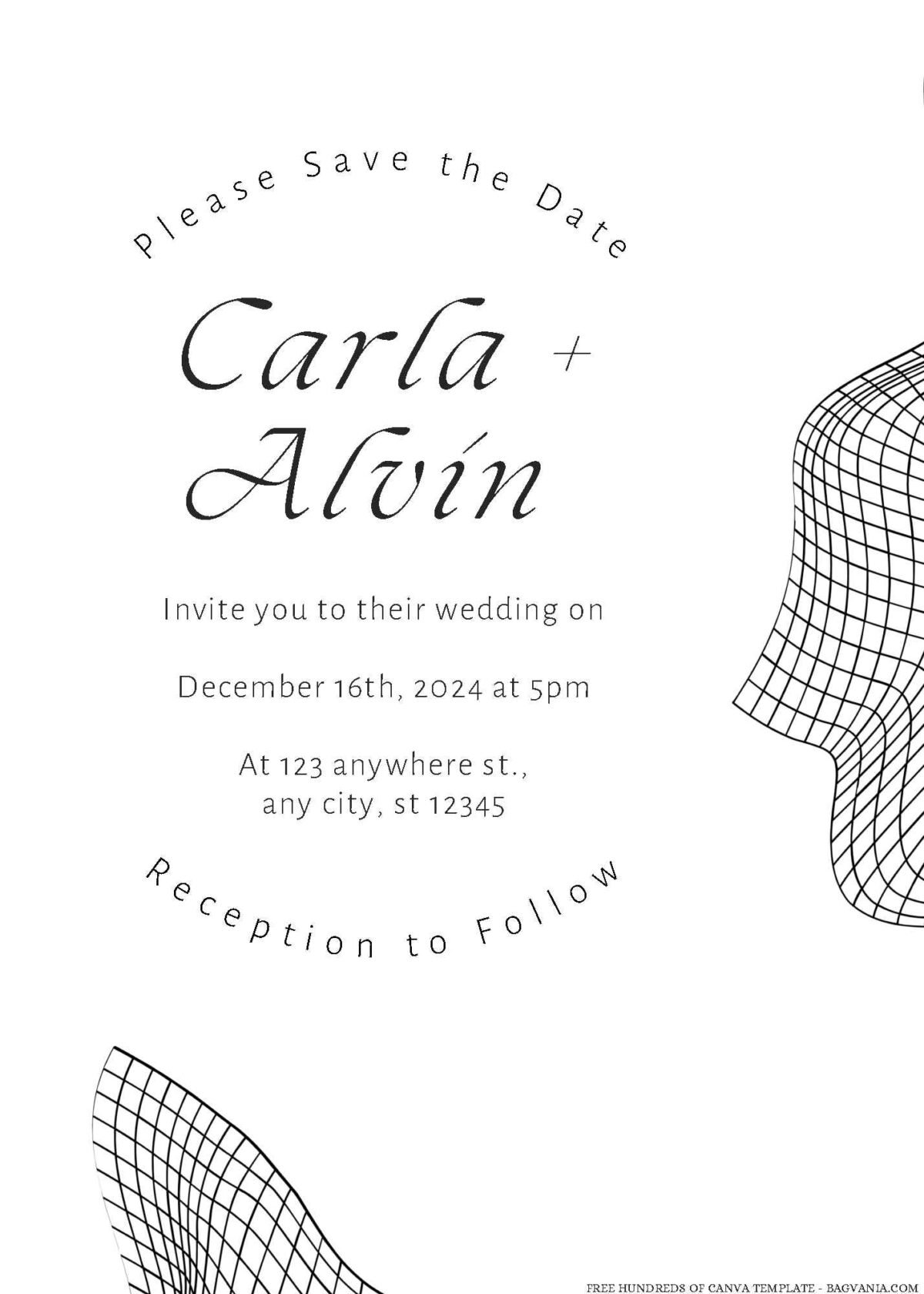 Free Editable Minimalist 3D Frame Wedding Invitation