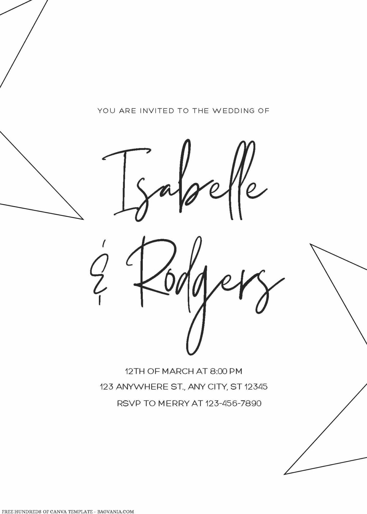 Free Editable Minimalist Star Line Wedding Invitation
