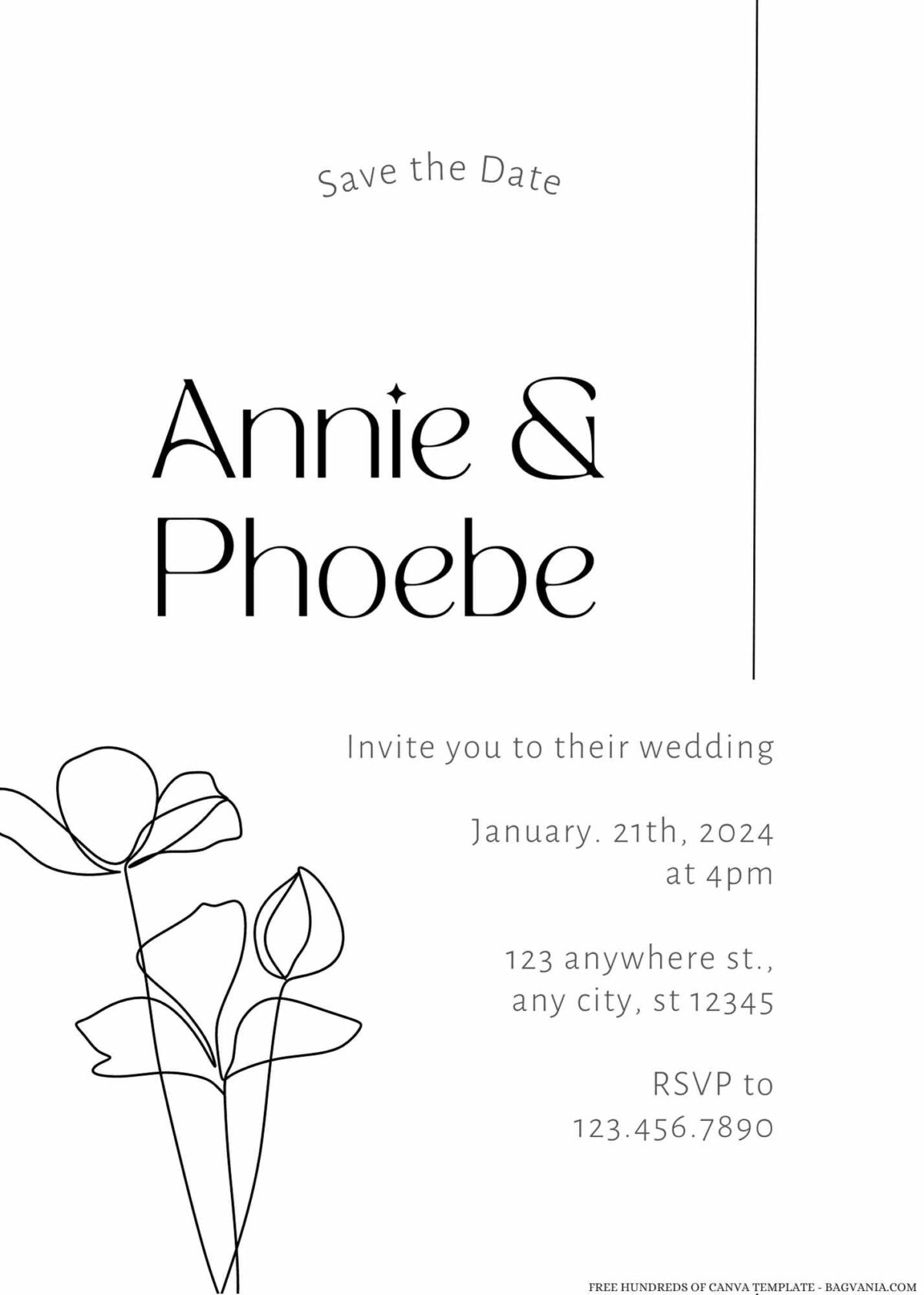 Free Editable Minimalist Flower Nature Wedding Invitation