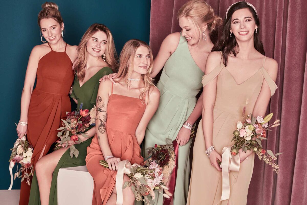 Earthy Flowy fabric Bridesmaid Dresses