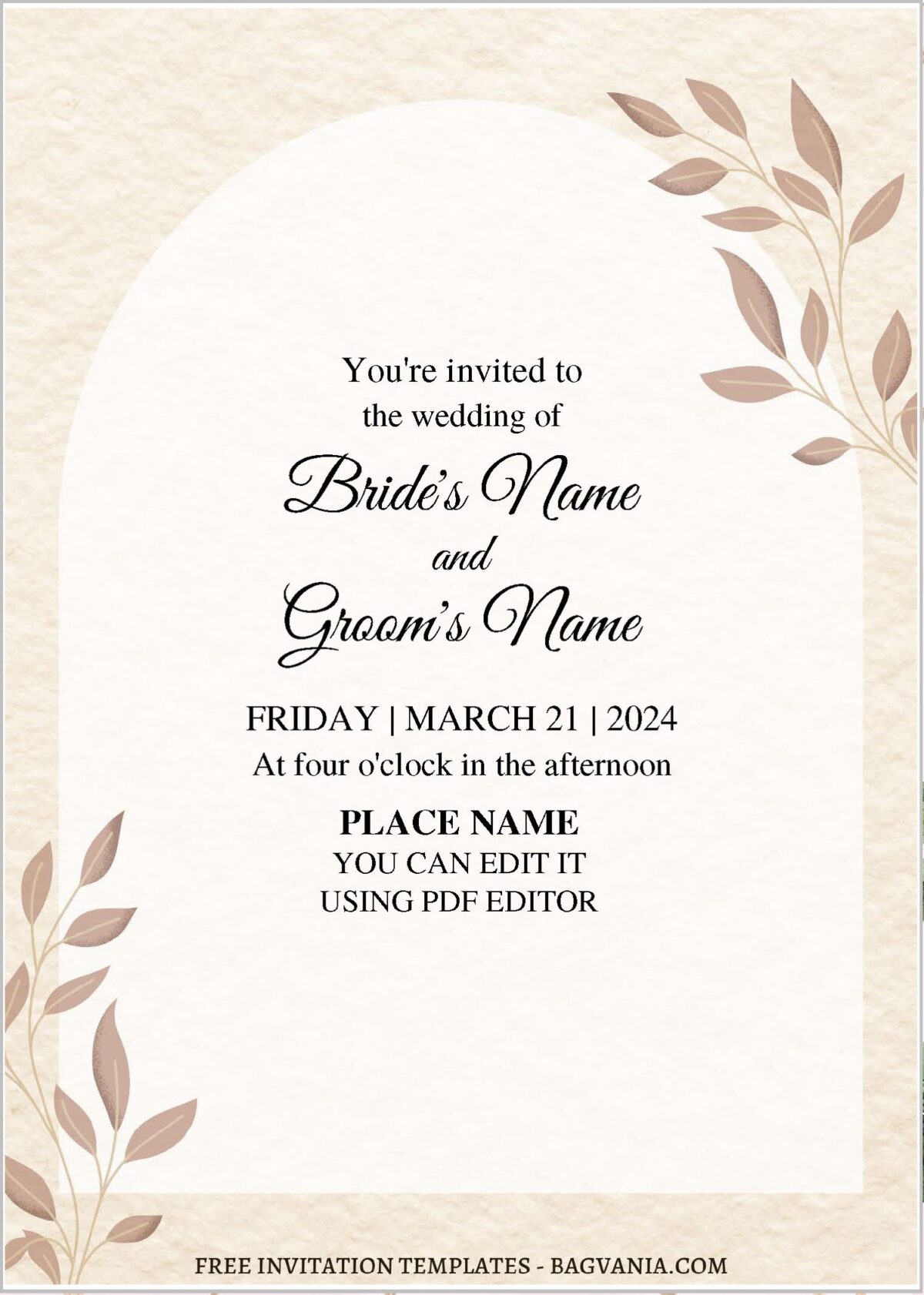 (Free Editable PDF) Vintage Rustic Greenery Wedding Invitation Templates with watercolor eucalyptus