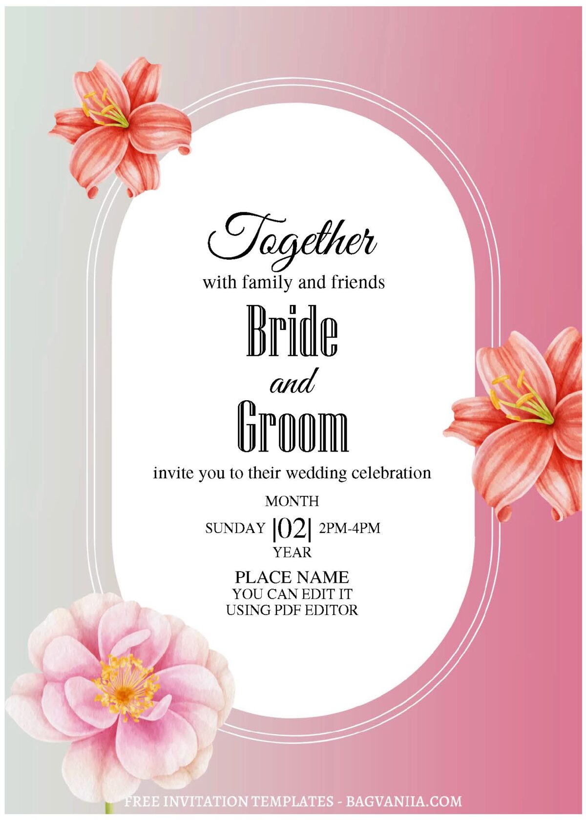 (Free Editable PDF) Minimalist Watercolor Floral Wedding Invitation Templates with enchanting roses