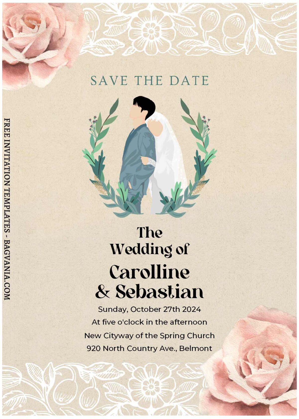 (Free Editable PDF) Lovely Creative Rustic Wedding Invitation Templates with greenery wreath