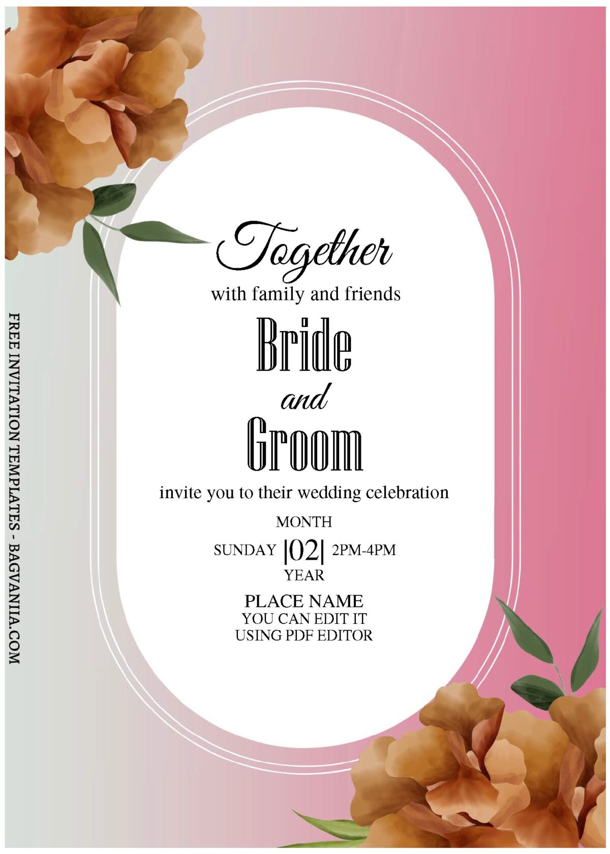 (Free Editable PDF) Minimalist Watercolor Floral Wedding Invitation Templates with gradient background